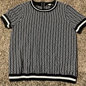 Michael Kors Black and White Geometric Blouse Size M